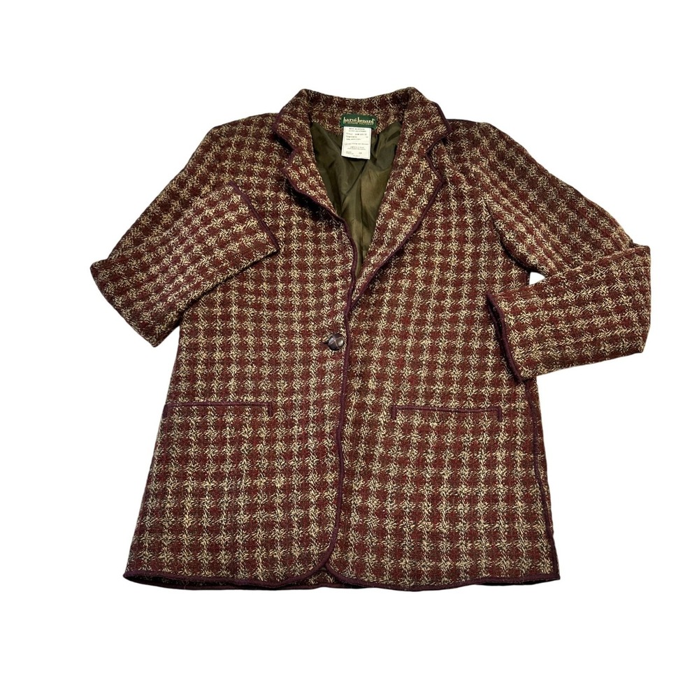 Vtg 80s 90s Harve Benard Women's Check Wool Boucle Textured Blazer Jacket 10